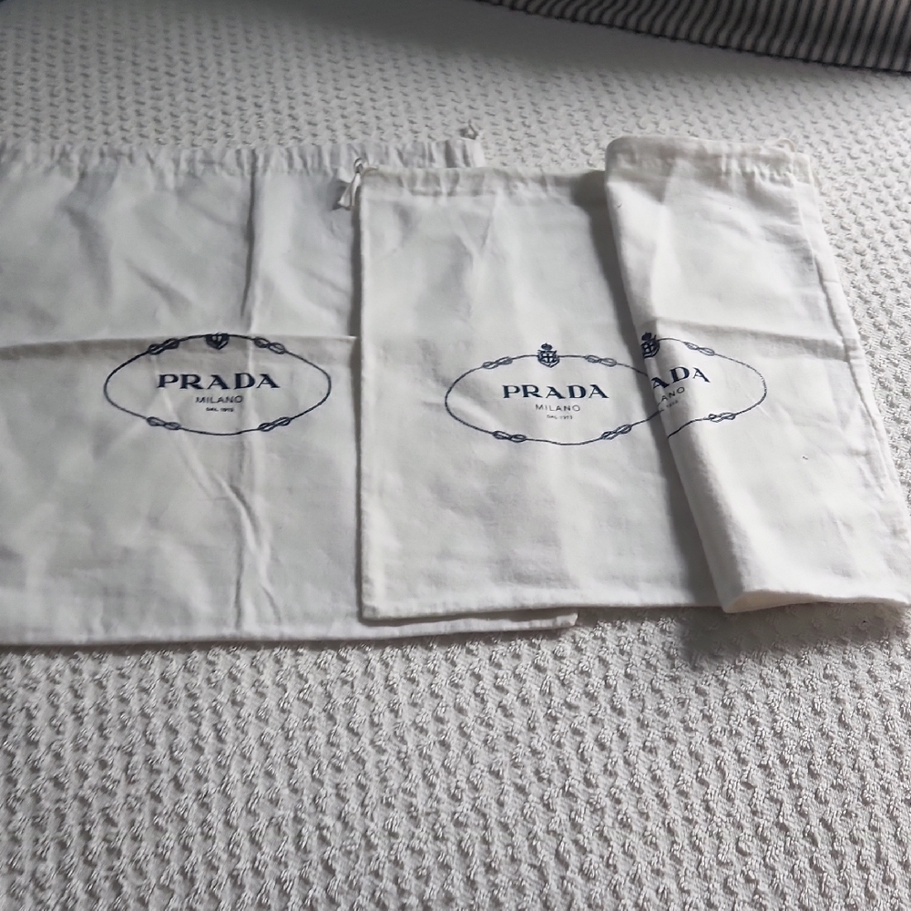 Prada Cream Dust Bags Trio